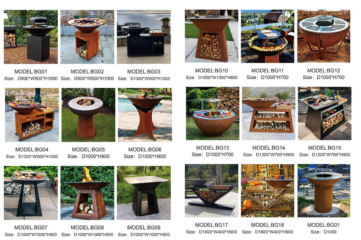 Various of Corten Barbecue Grills on Sale